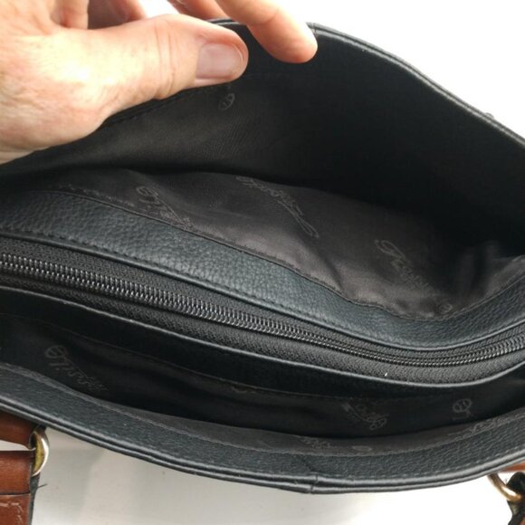 Fossil Leather Purse, Handbag, Black, Brown, Satchel, Shoulder Strap - Picture 9 of 11